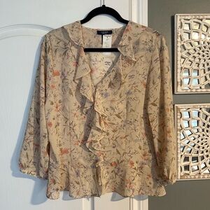 Chaps Cream Floral Blouse